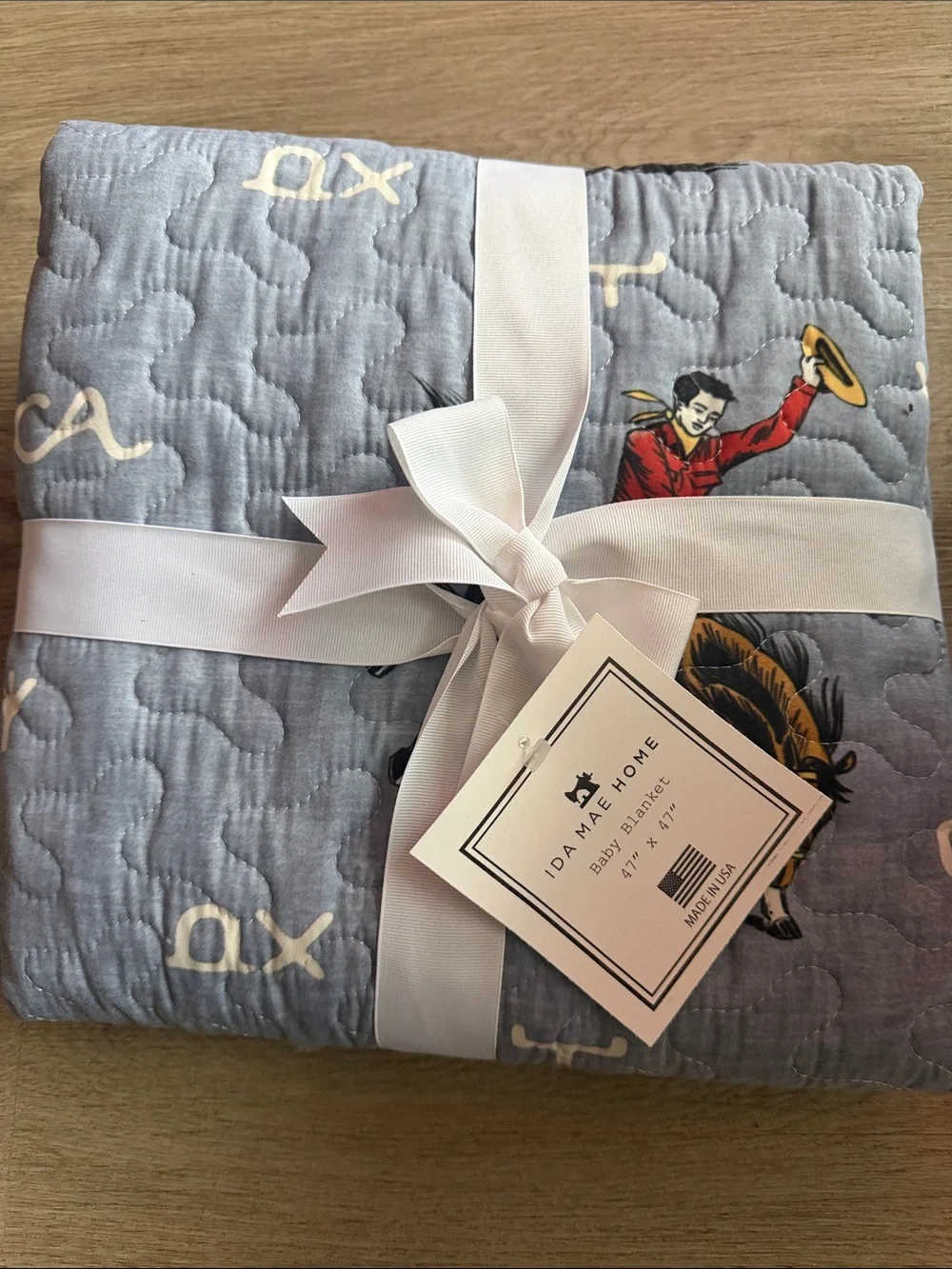 New Western Cowboy Denim Quilted Baby Blanket